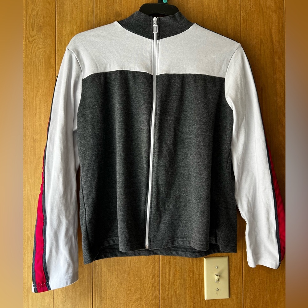 GW SPORT Gray and White Long Sleeve Zippered Sweatshirt Size 1X